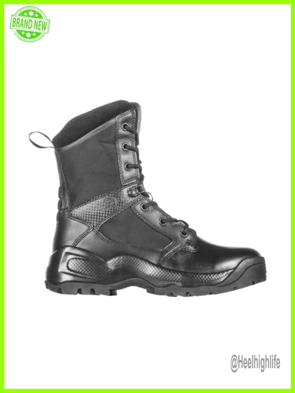 Womens Tactical Work Boot 8-Inch Side Zip Full Grain Leather Nylon